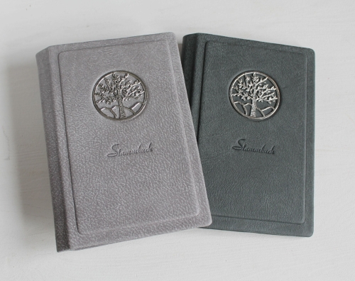 Stammbuch "Lebensbaum" aus Büffelleder, dunkelgrau